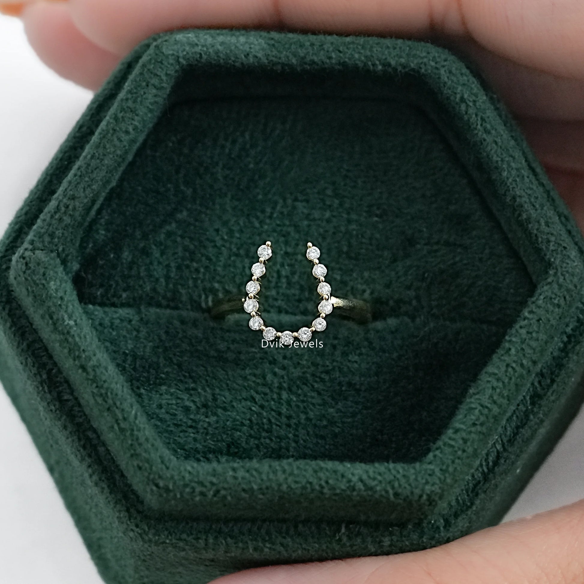 Round Lab Diamond Horseshoe Open Minimal Ring Ring