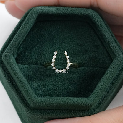Round Lab Diamond Horseshoe Open Minimal Ring Ring