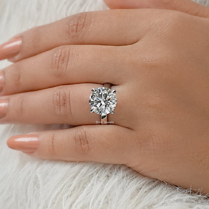 Round Cut Lab Diamond Hidden Halo Pave Solitaire Ring Ring