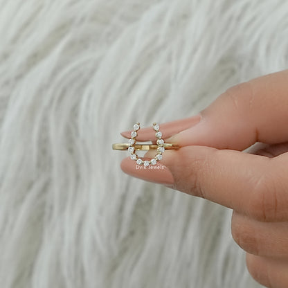 Round Lab Diamond Horseshoe Open Minimal Ring Ring