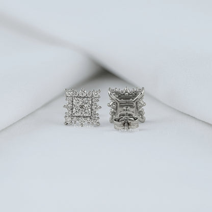 Square Cluster Lab Diamond Halo Stud Earrings Earrings