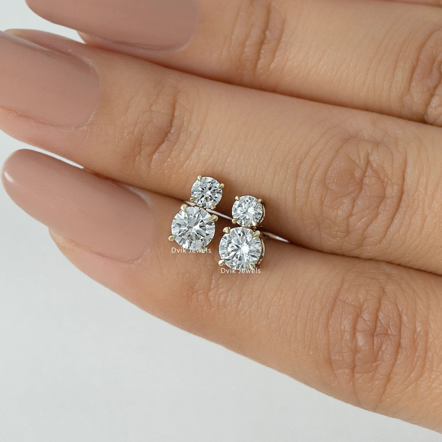 Double Round Cut Lab Diamond Stud Earrings Earrings