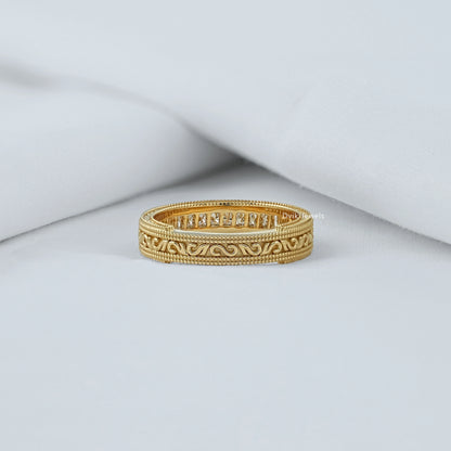 Round Cut Lab Diamond Engraved Milgrain Men's Band Band