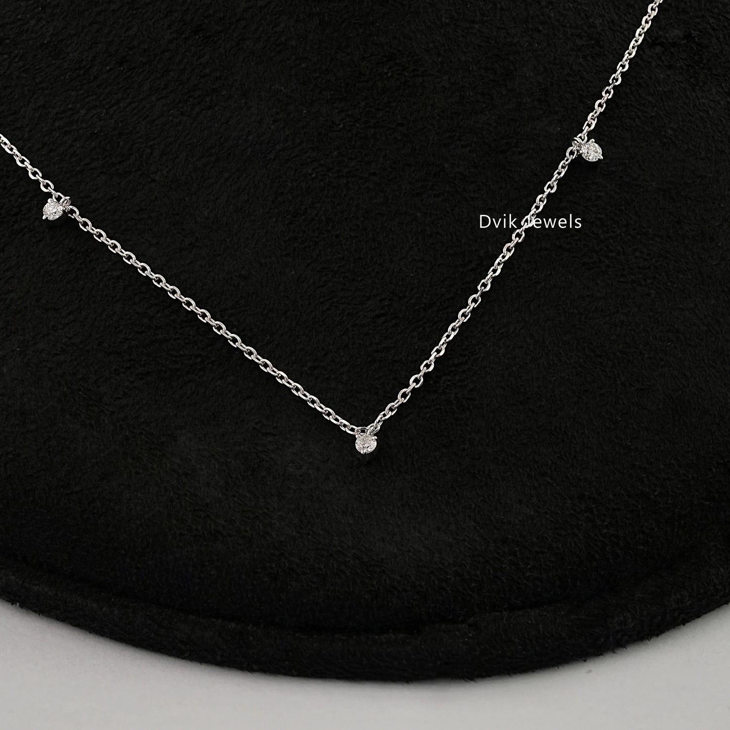 Round Cut Lab Diamond Station Style Necklace Pendant