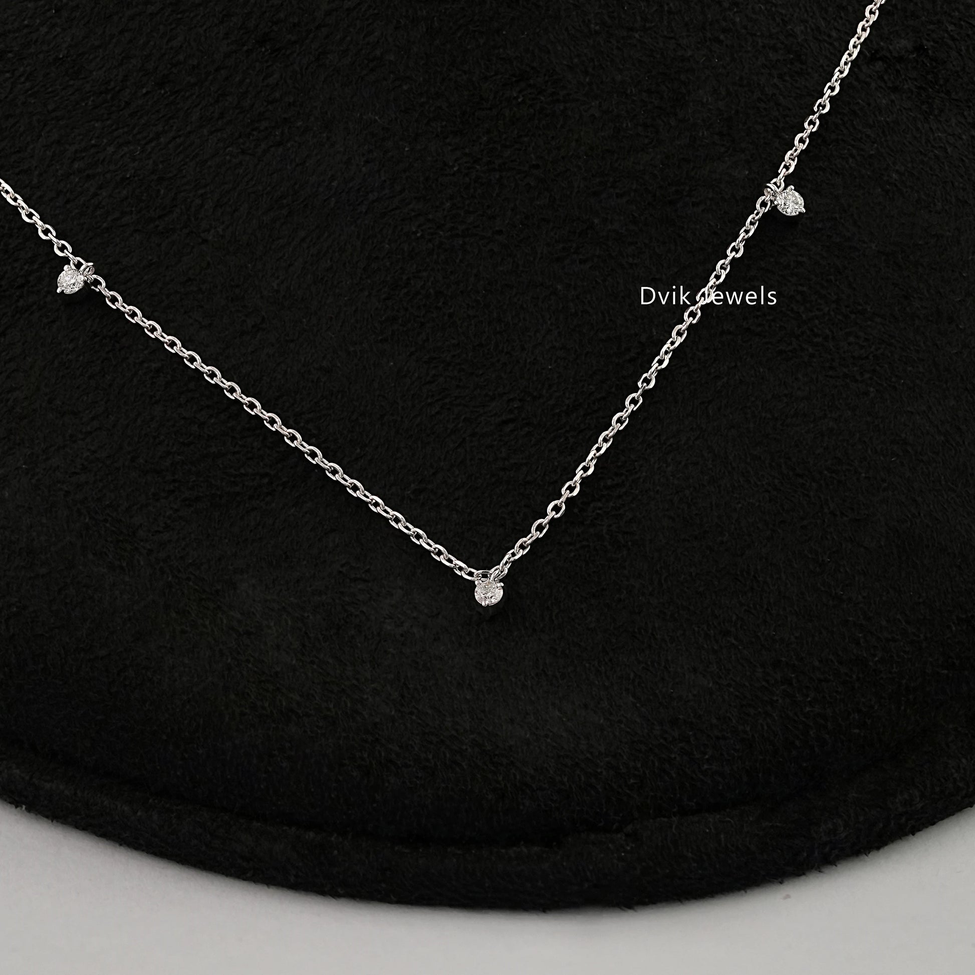 Round Cut Lab Diamond Station Style Necklace Pendant