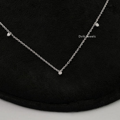 Round Cut Lab Diamond Station Style Necklace Pendant