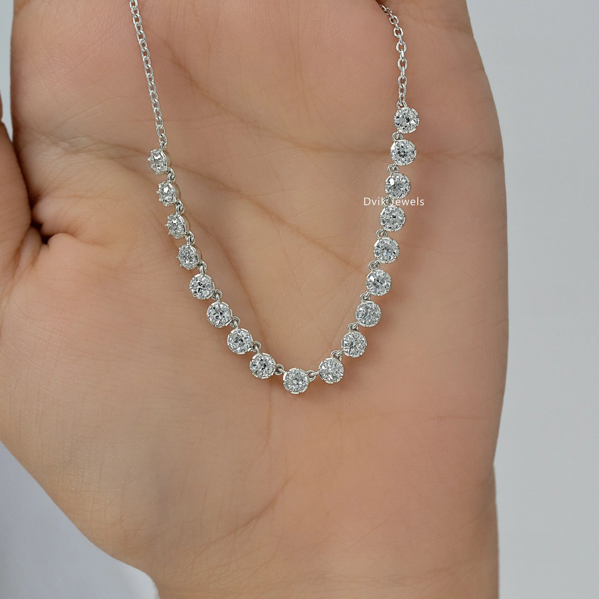 OEC Round Cut Lab Diamond Half Tennis Necklace Necklace
