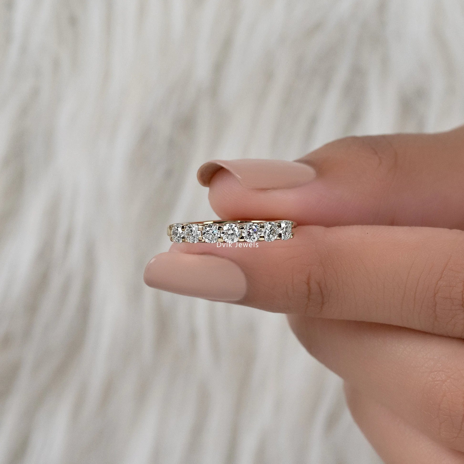 Round Cut Lab Diamond 7 Stone Half Eternity Ring Ring