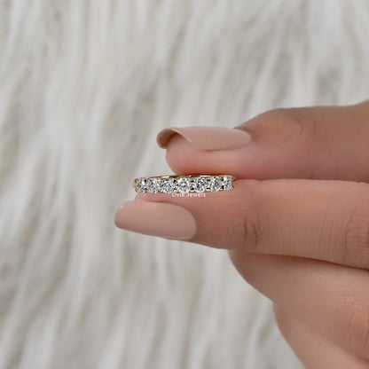 Round Cut Lab Diamond 7 Stone Half Eternity Ring Ring