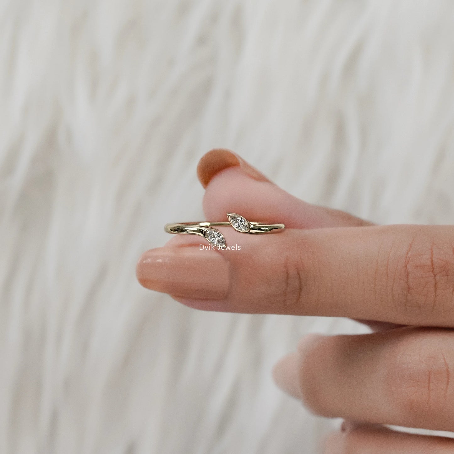 Dainty Marquise Cut Lab Diamond Open Bypass Ring Ring