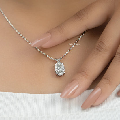Oval Cut Lab Diamond Solitaire Pendant Pendant