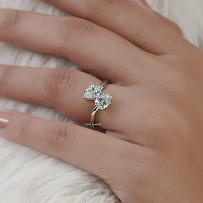 Double Pear Cut Lab Diamond Toi Moi Style Ring Ring