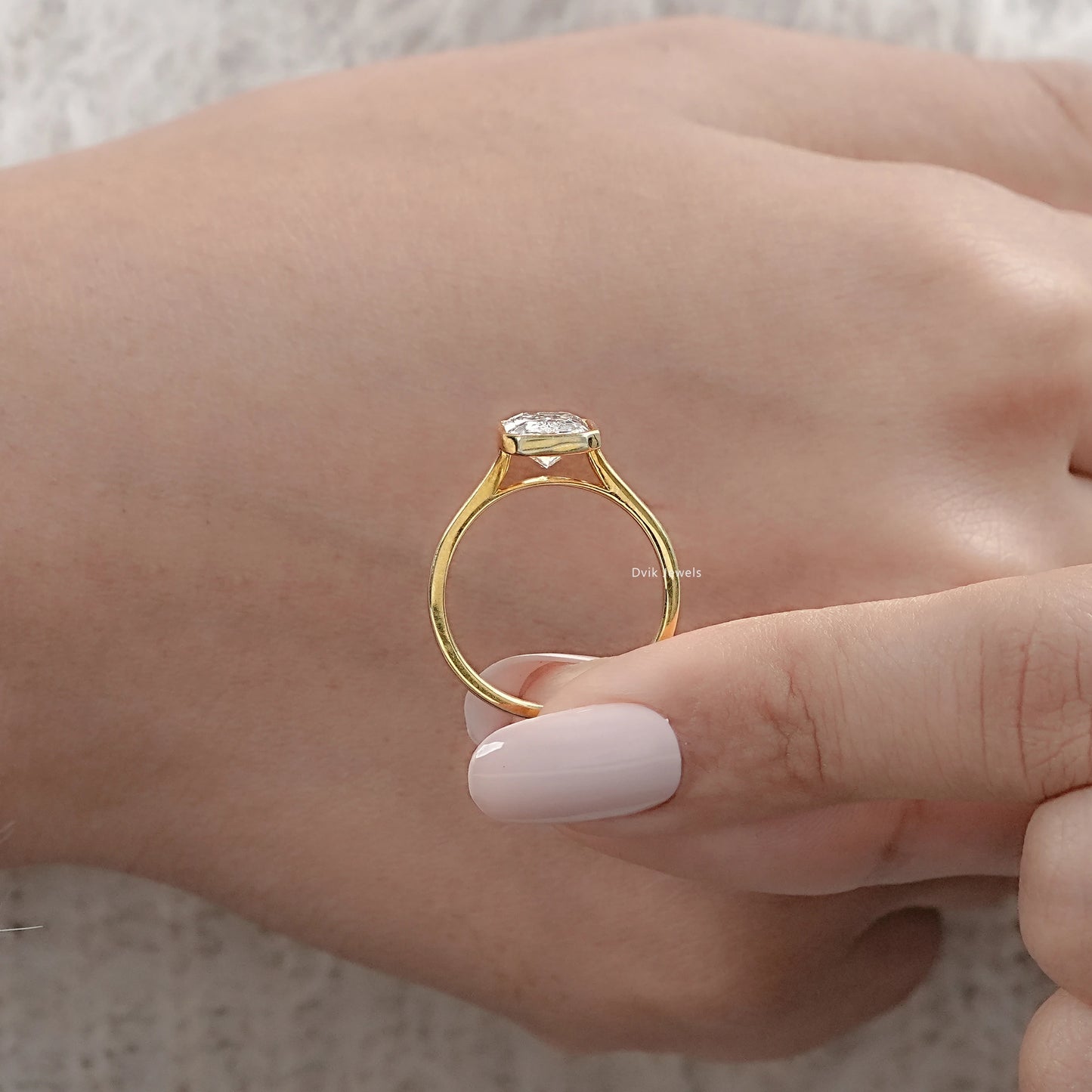 Radiant Lab Diamond Bezel Set Engagement Ring Ring