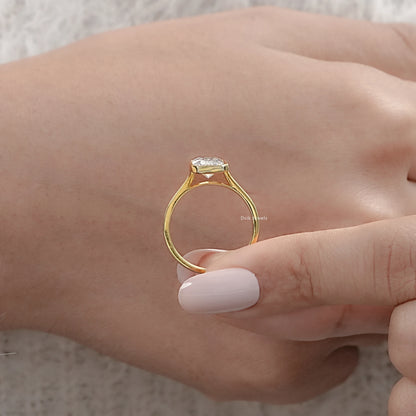 Radiant Lab Diamond Bezel Set Engagement Ring Ring