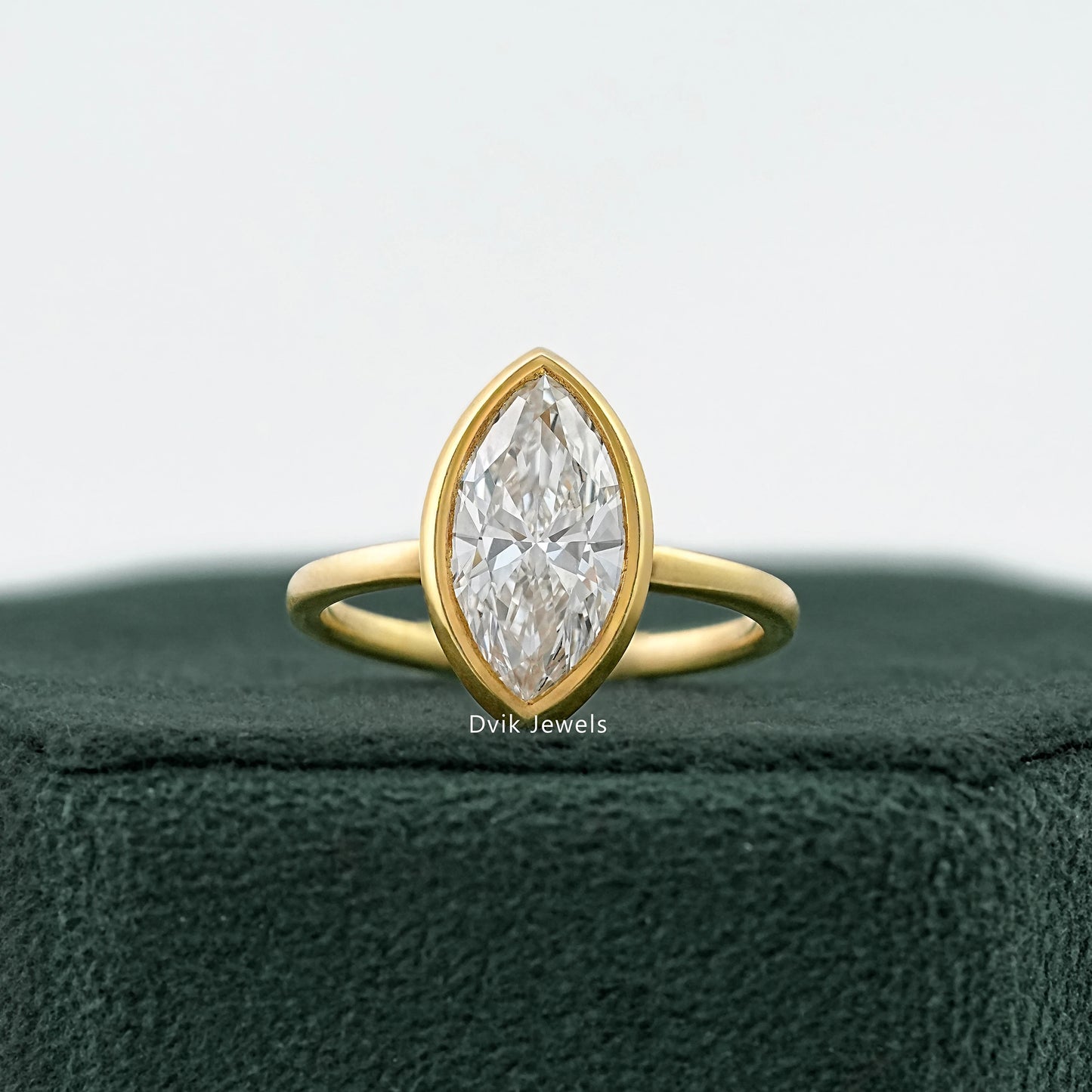Bezel Set Marquise Lab Diamond Solitaire Ring Ring