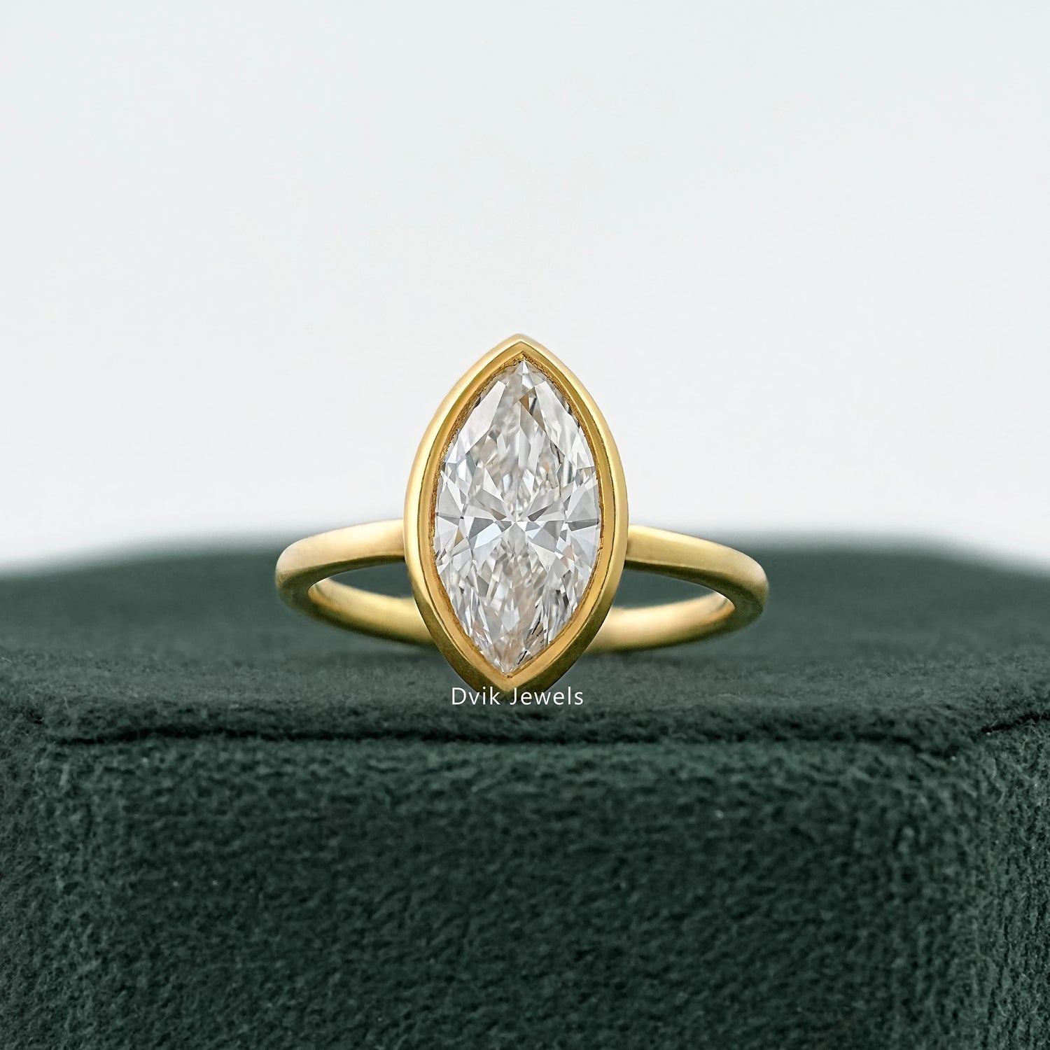 Bezel Set Marquise Lab Diamond Solitaire Ring Ring