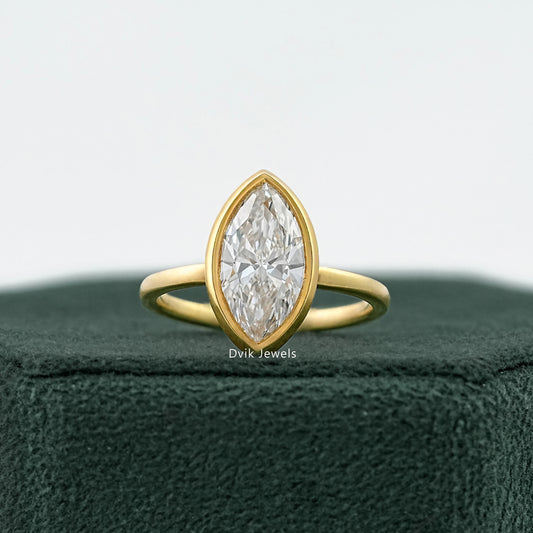 Bezel Set Marquise Lab Diamond Solitaire Ring Ring