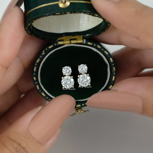 Double Round Cut Lab Diamond Stud Earrings Earrings