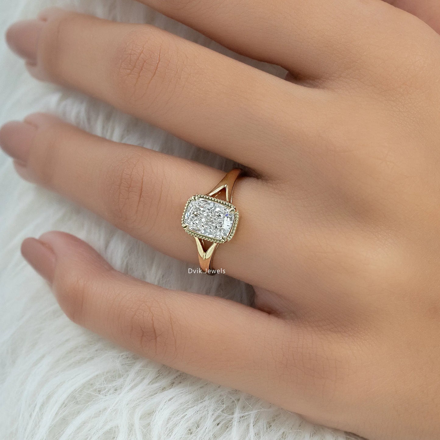 Crushed Ice Cushion Cut Lab Diamond Solitaire Ring Ring
