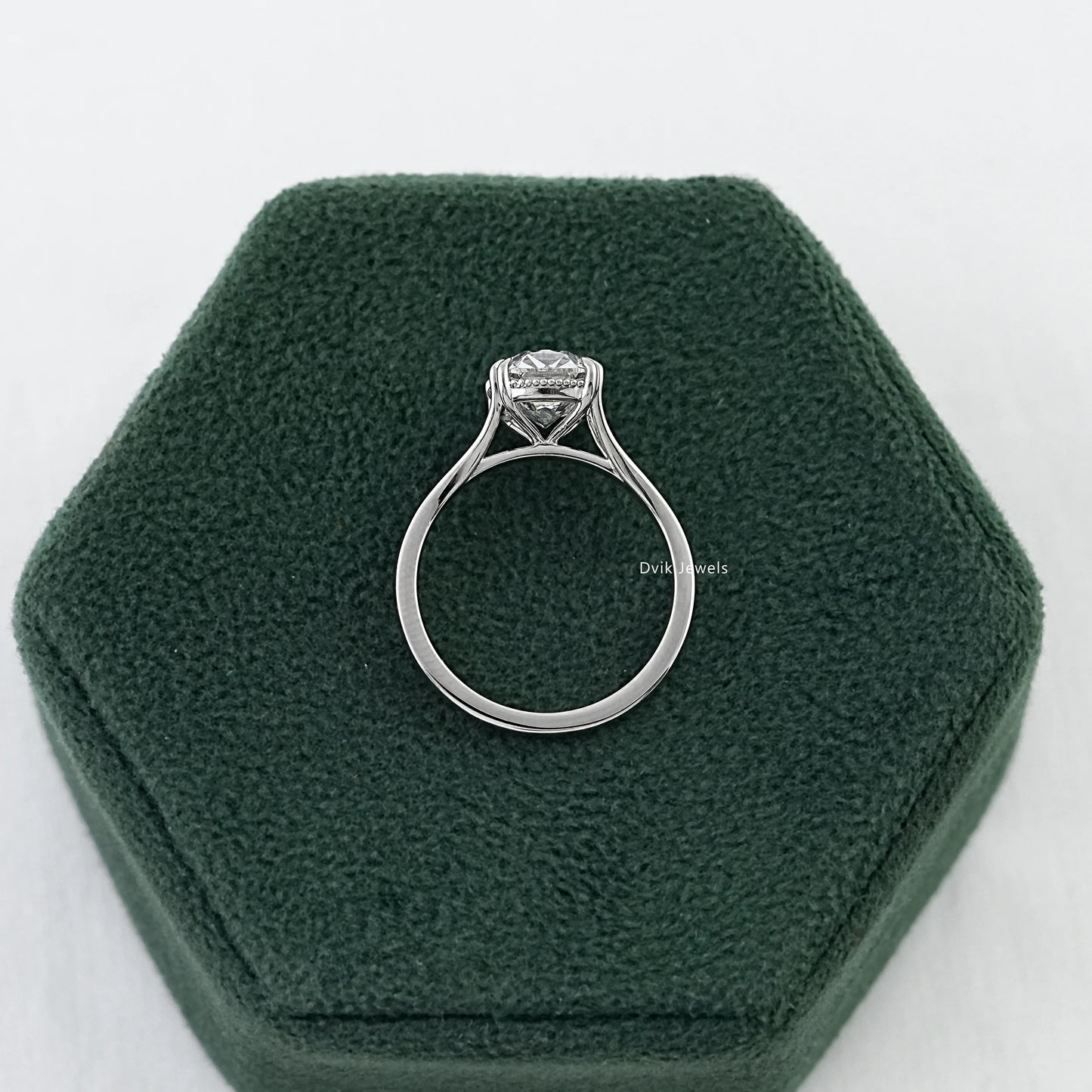 Old Mine Cushion Lab Diamond Solitaire Ring with Tapered Shank Ring