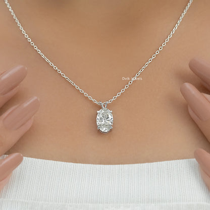 Oval Cut Lab Diamond Solitaire Pendant Pendant