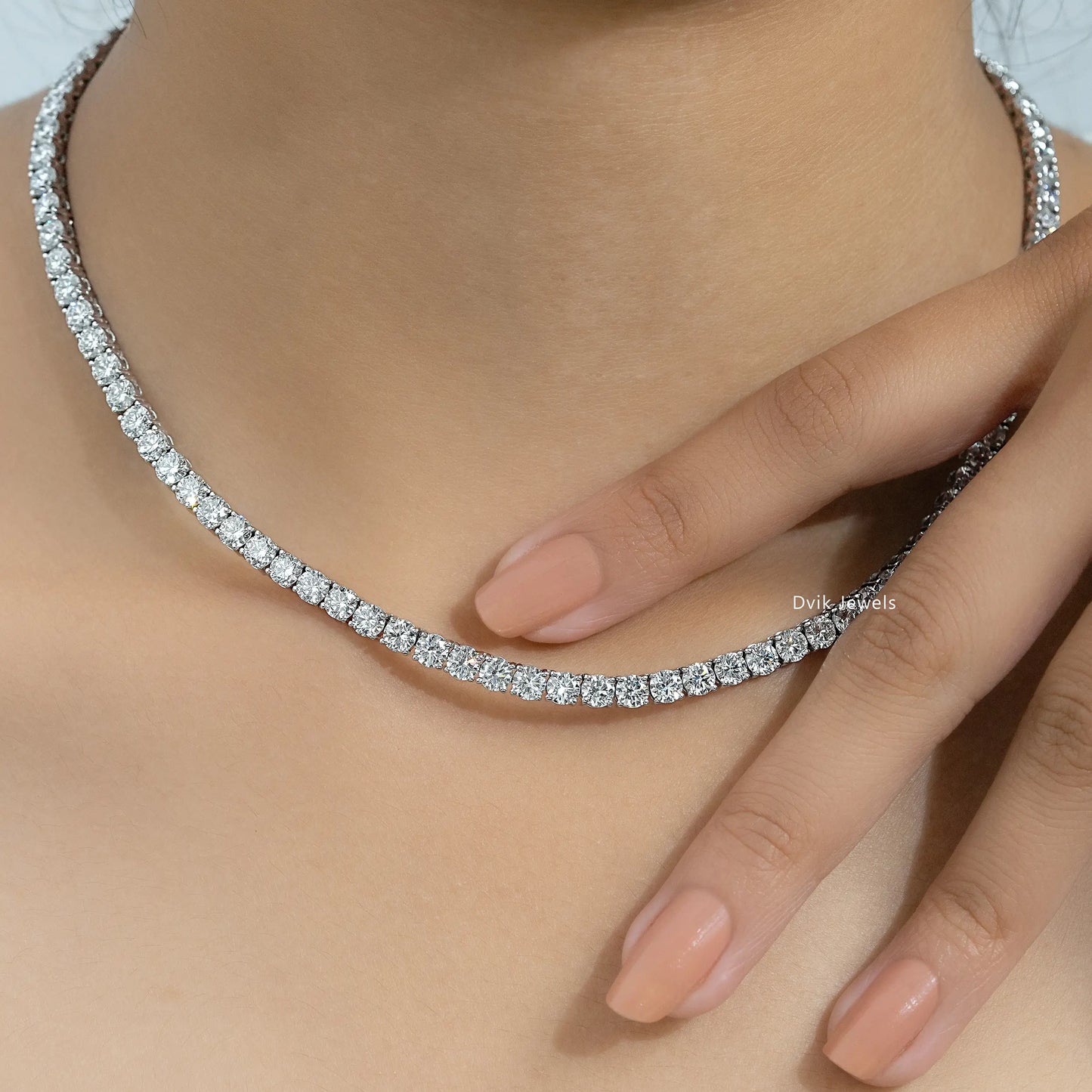 Round Cut Lab Grown Diamond Tennis Necklace Necklace