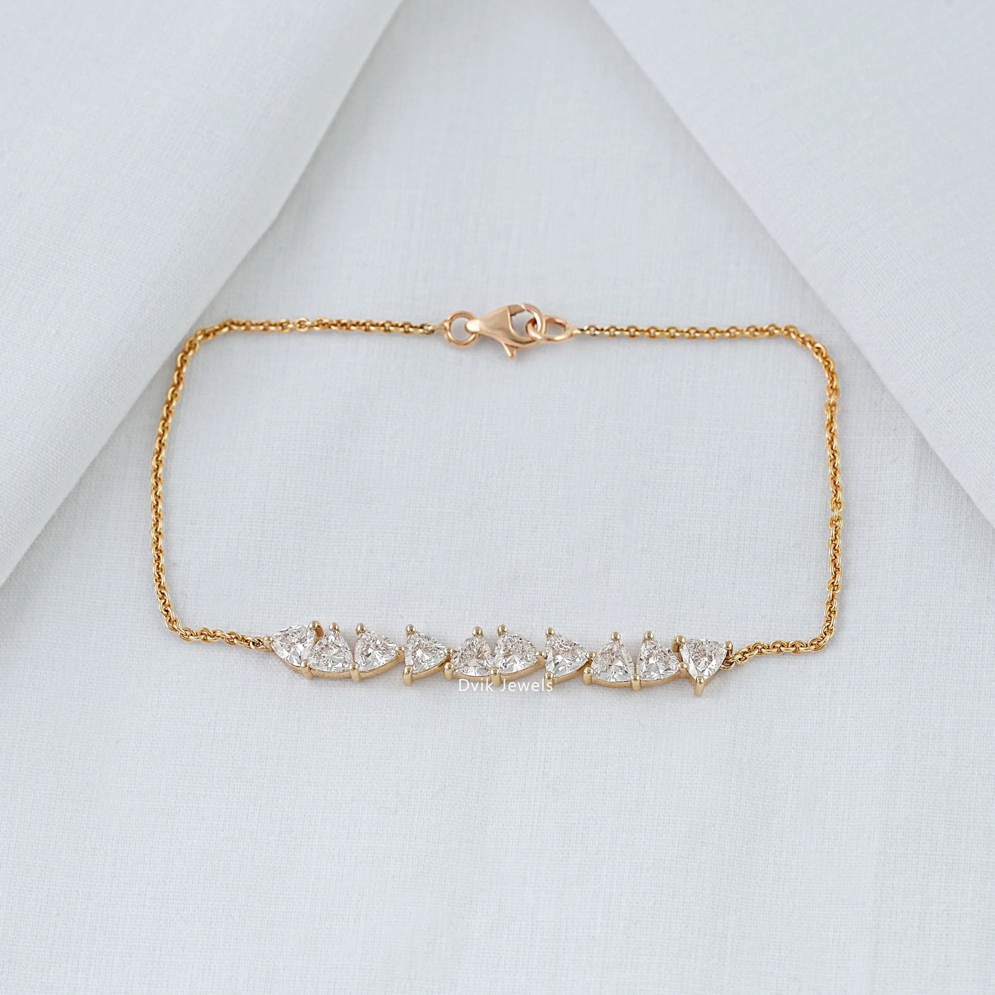 Trillion Cut Lab Grown Diamond Chain Bracelet Bracelet