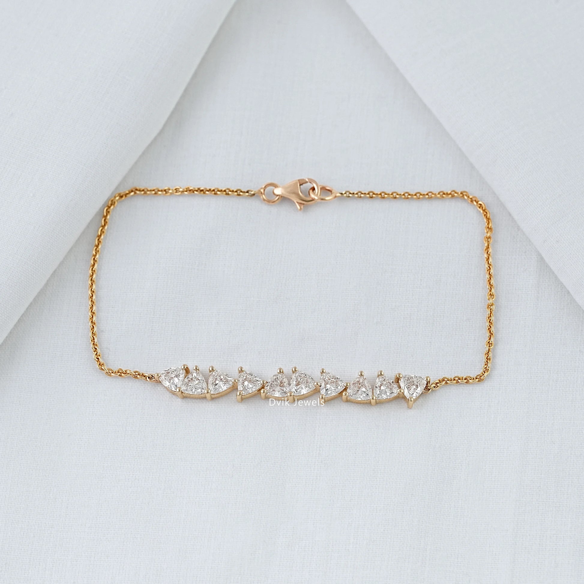 Trillion Cut Lab Grown Diamond Chain Bracelet Bracelet