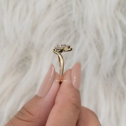 Double Pear Cut Lab Diamond Curved Ring Ring
