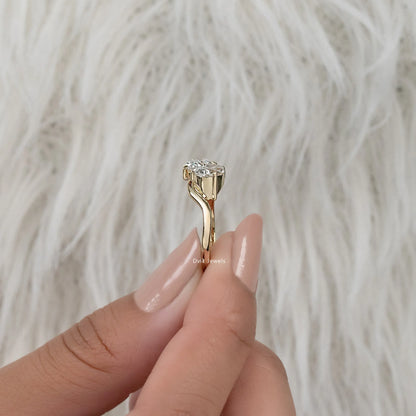 Twin Pear Cut Lab Diamond Curved Ring Ring