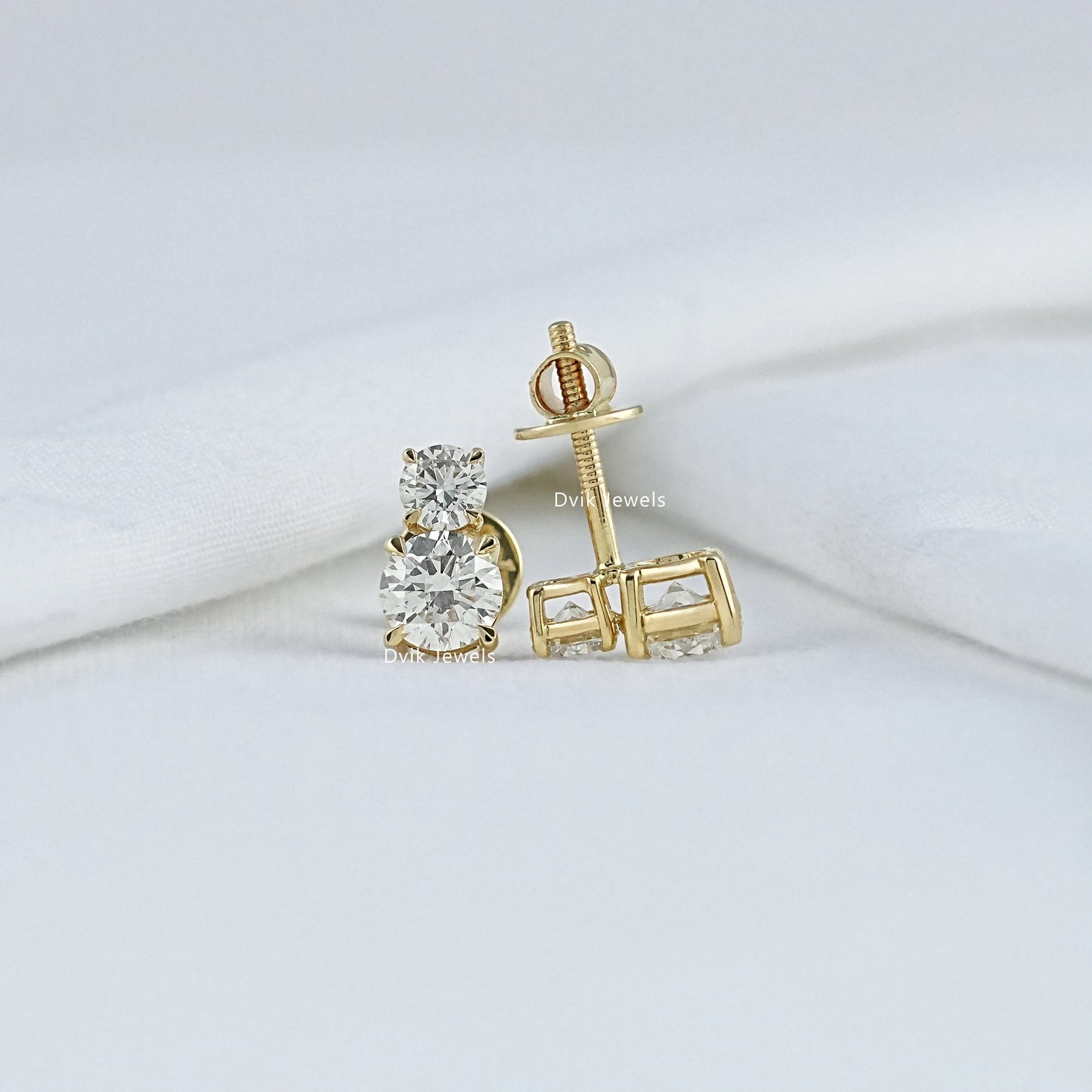 Double Round Cut Lab Diamond Stud Earrings Earrings