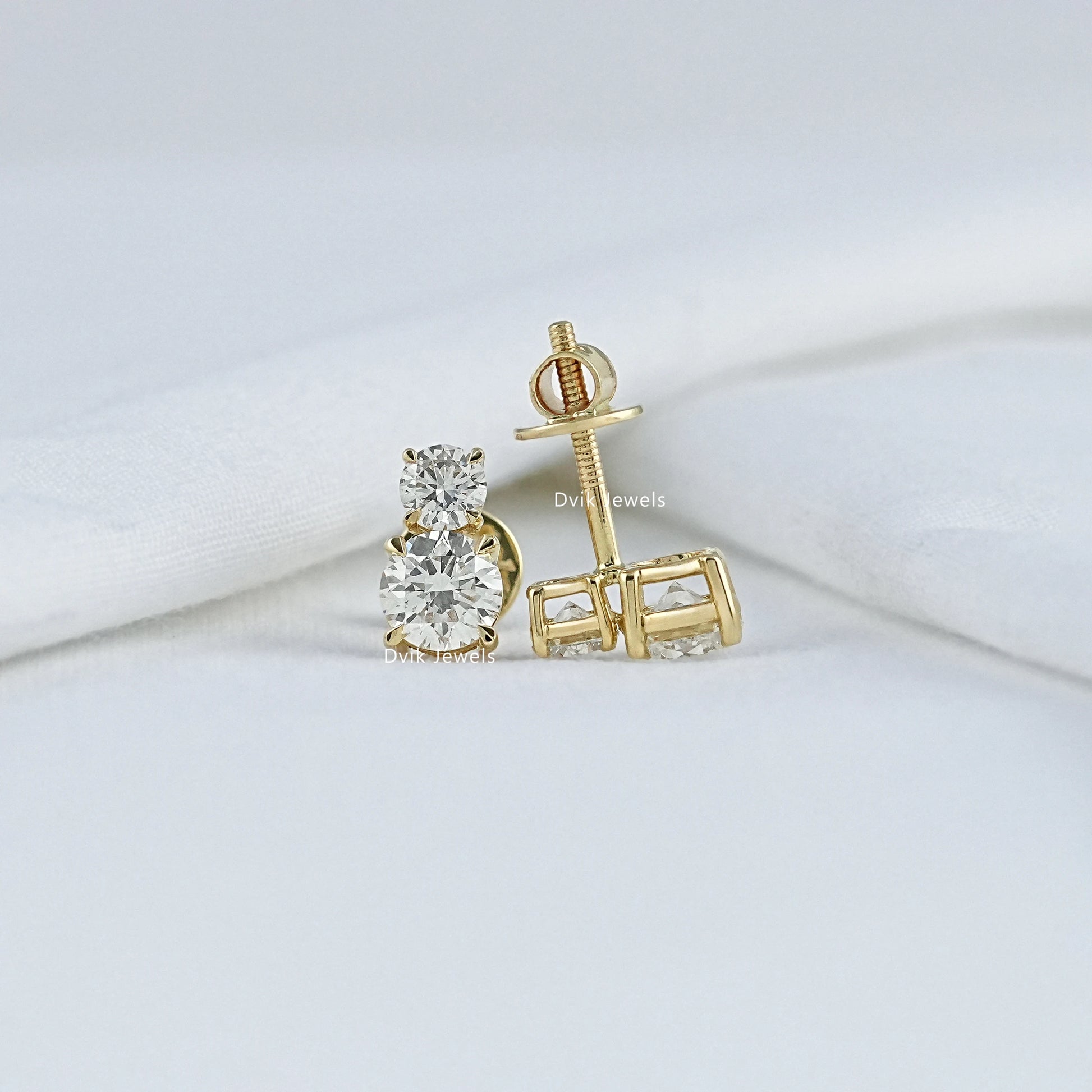 Double Round Cut Lab Diamond Stud Earrings Earrings