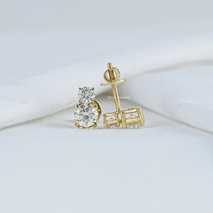 Double Round Cut Lab Diamond Stud Earrings Earrings