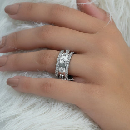 Multi Shape Lab Diamond Wide Band Ring Band